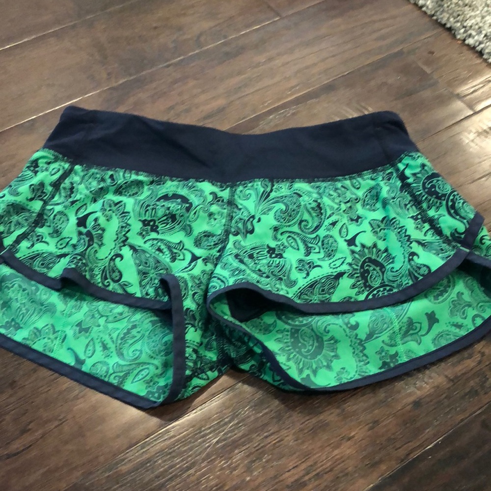 Navy and green Lululemon shorts